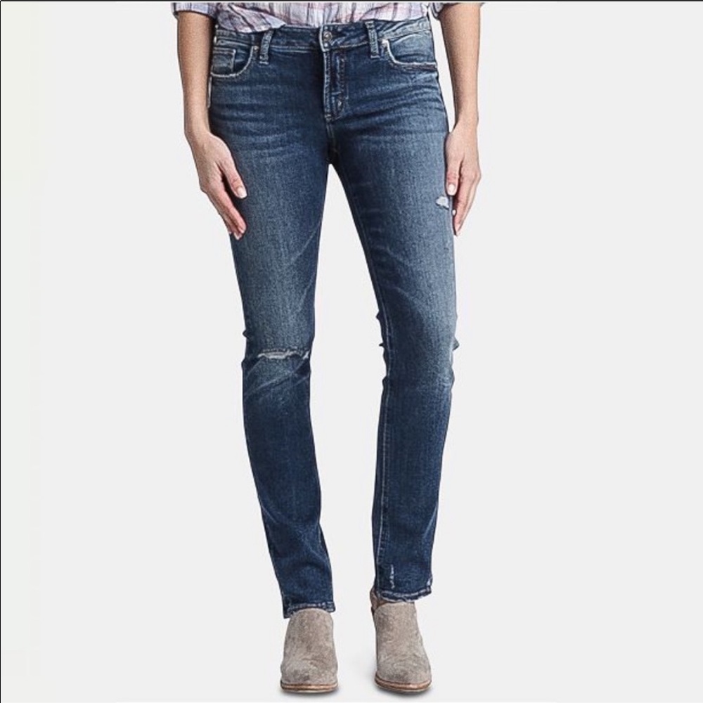 Silver Jeans Elyse Ripped Straight Jeans Size 26